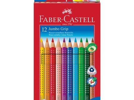 Faber Castell Jumbo Grip Akvarel 12 Trekants Farveblyanter For Cheap