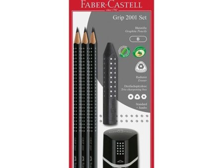 Faber Castell Grip 2001 Blyanter 3 stk+1 Tvillingspidser Sort Online Hot Sale