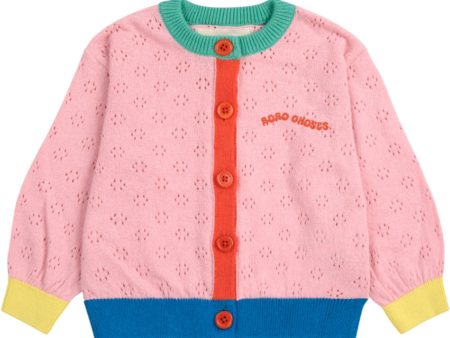 Bobo Choses Ljus Pink Färg Block Open Work Cardigan Online now