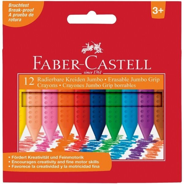 Faber Castell Jumbo Grip Plast Kridt 12 Farver Cheap