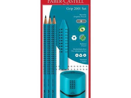 Faber Castell Grip 2001 Blyanter 3 stk+1 Tvillingspidser Turkis Online Hot Sale