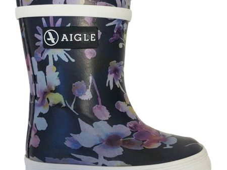 Aigle Baby Flac Gummistøvler Dark Flower For Sale