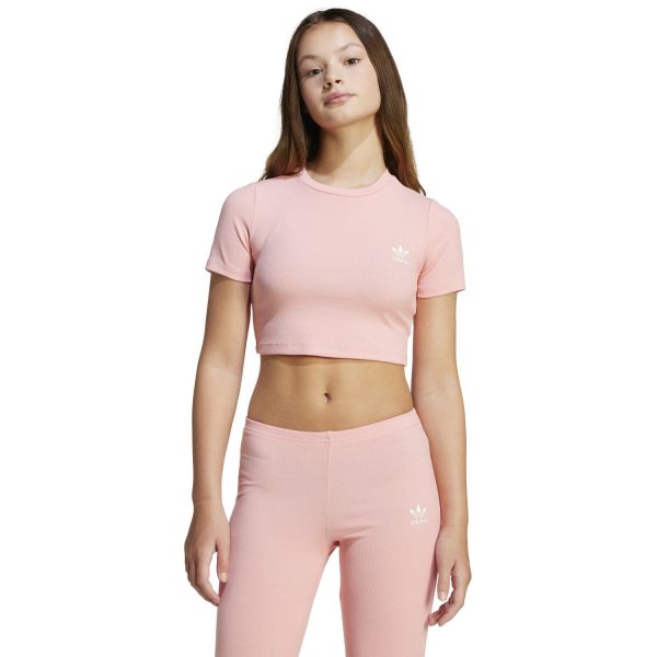 adidas Originals Semi Pink Spark Rib Crop Tee Supply