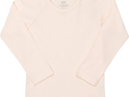 COPENHAGEN COLORS Soft Pink Rib Jersey Classic Longsleeve Blus Hot on Sale