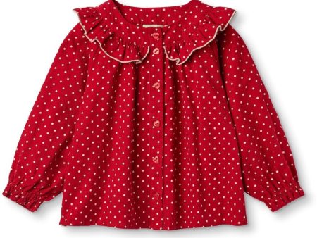 Fliink Pompeian Red Dolly Dot Blus Online