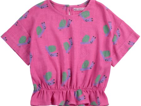 Bobo Choses Fuchsia Funny Snail All Över Woven Blus on Sale