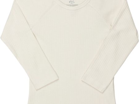 COPENHAGEN COLORS Cream Rib Jersey Classic Longsleeve Blus For Cheap