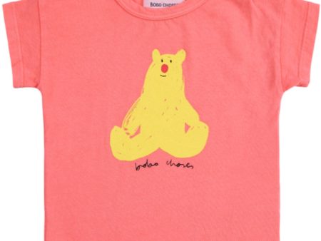 Bobo Choses Coral Pink Hug Me Björn T-Skjorta on Sale