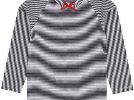 COPENHAGEN COLORS Navy Cream Stripe Striped Ls Tee W. Rosett For Cheap