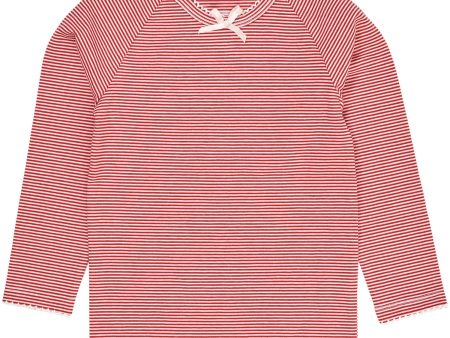 COPENHAGEN COLORS Red Cream Stripe Striped Ls Tee W. Rosett For Cheap